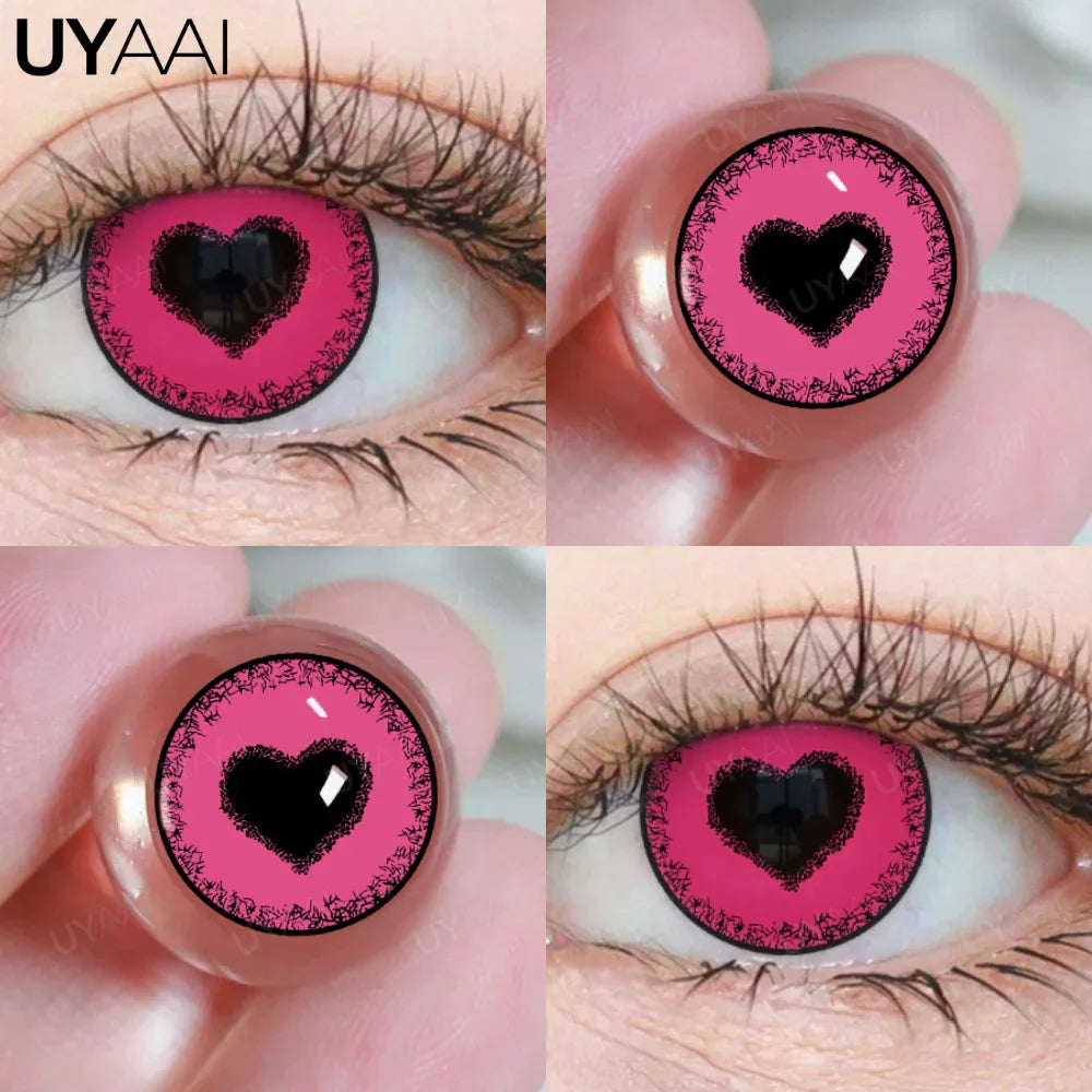 1 Pair Cosplay Pink Lenses for Eyes Anime Lenses for Halloween Nezuko Colorcon y2k Eye Contacts Cosmetic Red Lens Cosplay