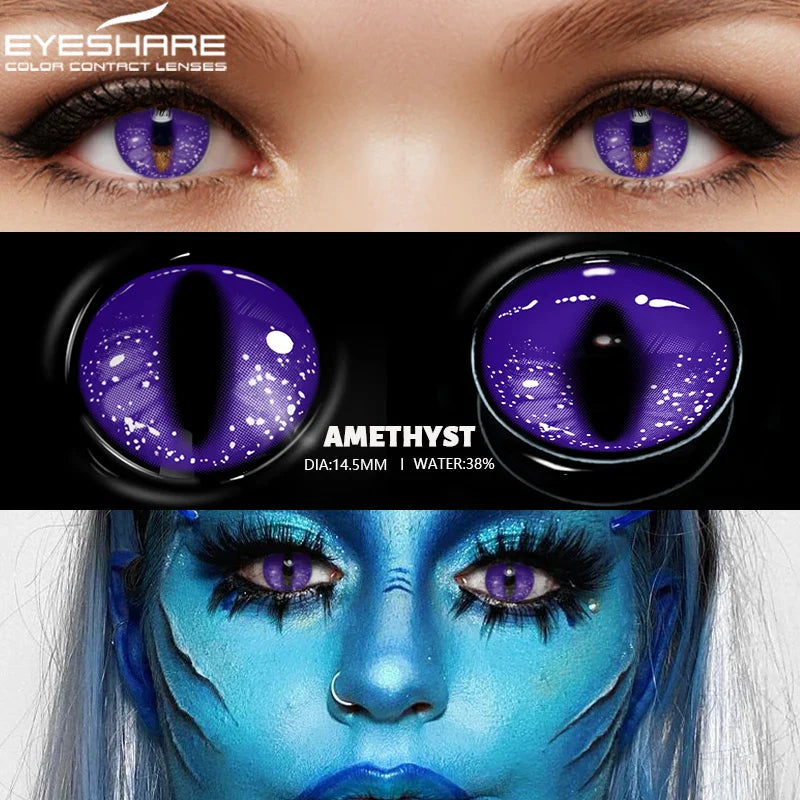 1 Pair Cosplay Contact Lenses For Eyes Beauty Pupils Crazy Halloween Colored Contact Lens Fashion White Cat Eye Soft Lense