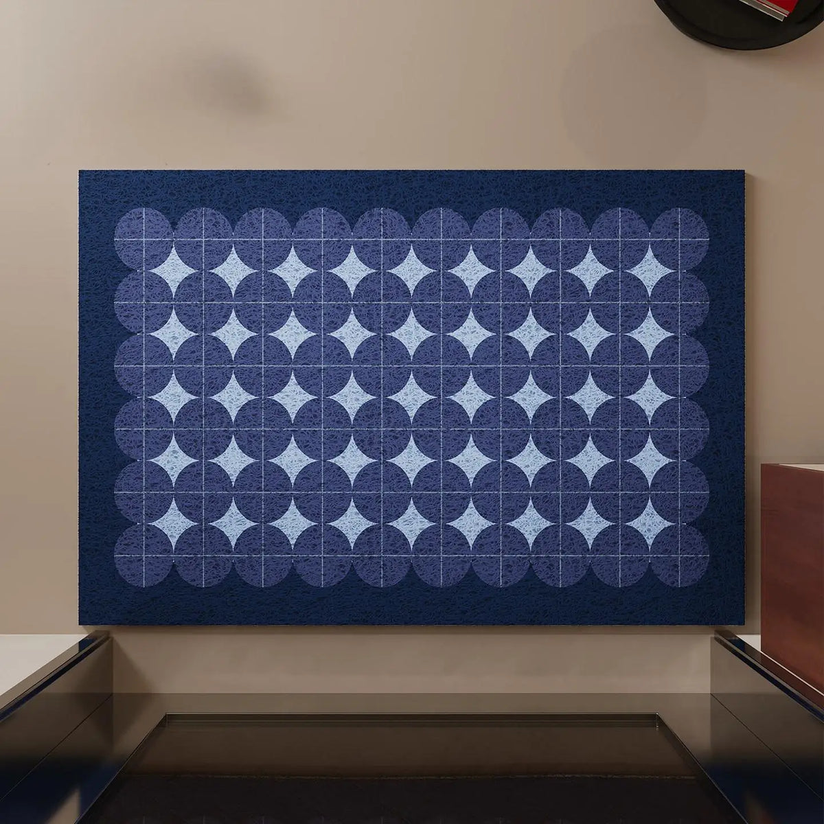 Nordic Style Geometric Print Entryway Mat PVC Wire Loop Bathroom Rug Non-Slip Waterproof Dustproof Entrance Carpet