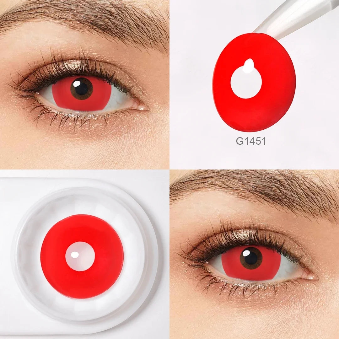 17mm Halloween Contact Lenses For Cosplay Contact Lenses Red Fluorescent Lenses Luminous Contact Lenses Yearly