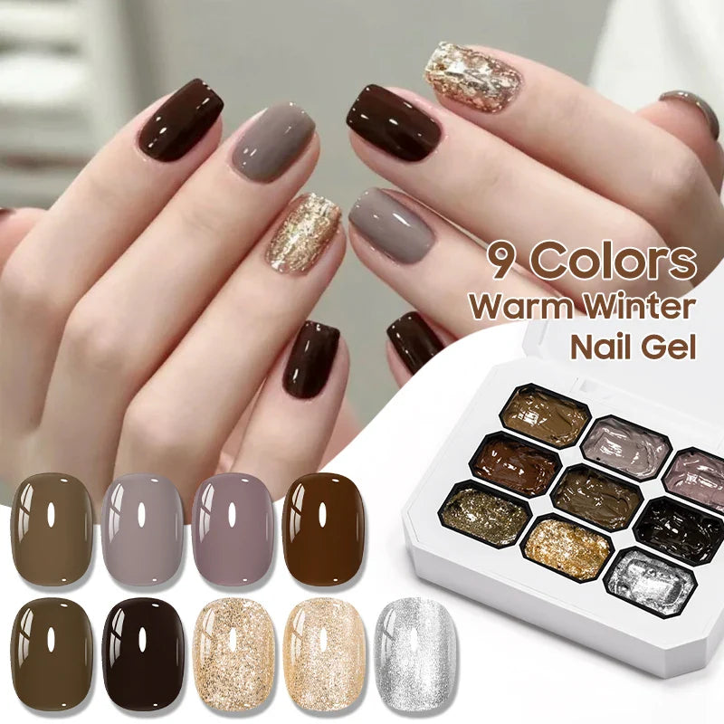 9-colors Warm Winter Pat Painting Gel Nail Polish Gradient Patting Gel Smudge Canned High Saturation Semi-Solid UV Gel Varnish