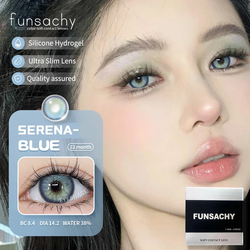 1 Pair New Color Contact Lenses for Eye Beautiful Pupil Fashion Blue Soft Lenses Gray Natural Contacts Yearly Cosmetics
