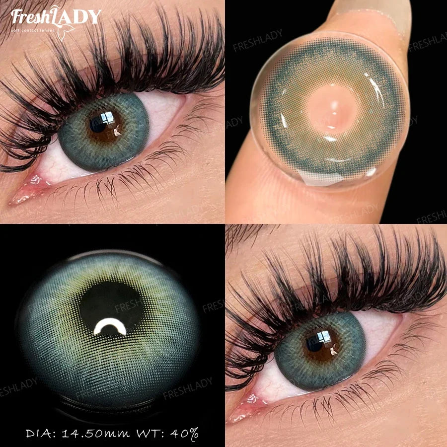 1 Pair Colored Contact Lenses Natural Brown Pupils Eyes Contact lenses Gray Soft Contacts 14.50mm
