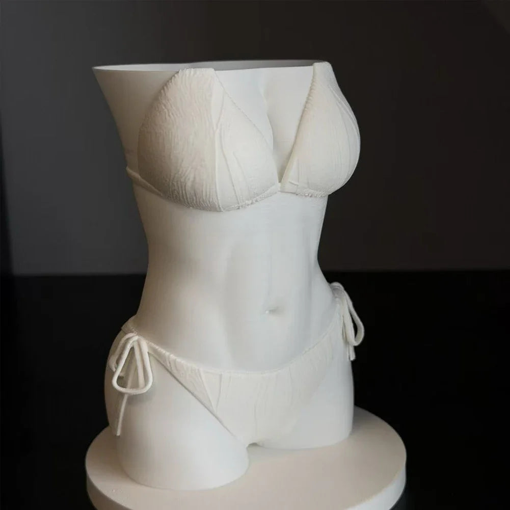 Sexy Bikini Body Pen Holder 3D Printed Funny Texture Female Torso Pencil Pot Cool Office Desk Brush Storage Decor Gift for Men