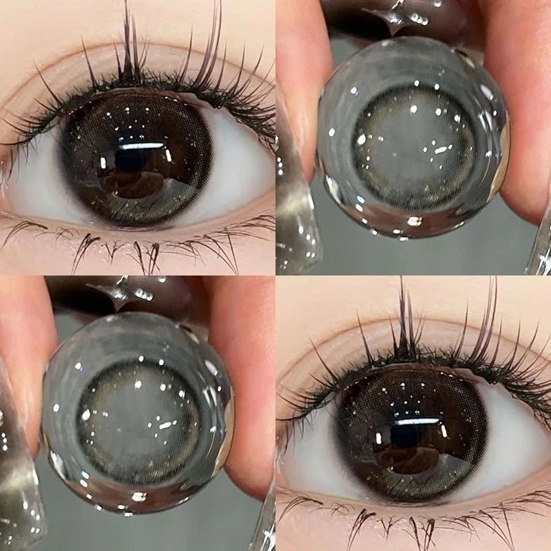 2pcs Big Eye Lenses Brown Lenses Contact Lenses for Eyes with Degree Prescription Black Beauty Pupils