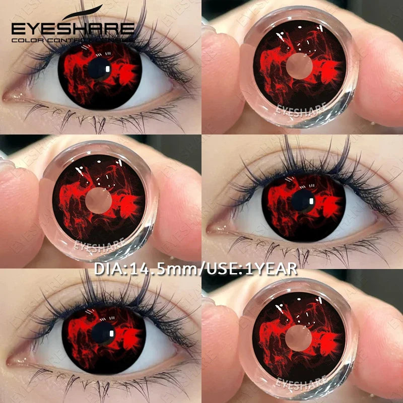 EYESHARE 1Pair Cosplay White Lenses Halloween Color Contact Lenses Red Eye Makeup Lenses Crazy Contact Lenses Black Eyes Lens