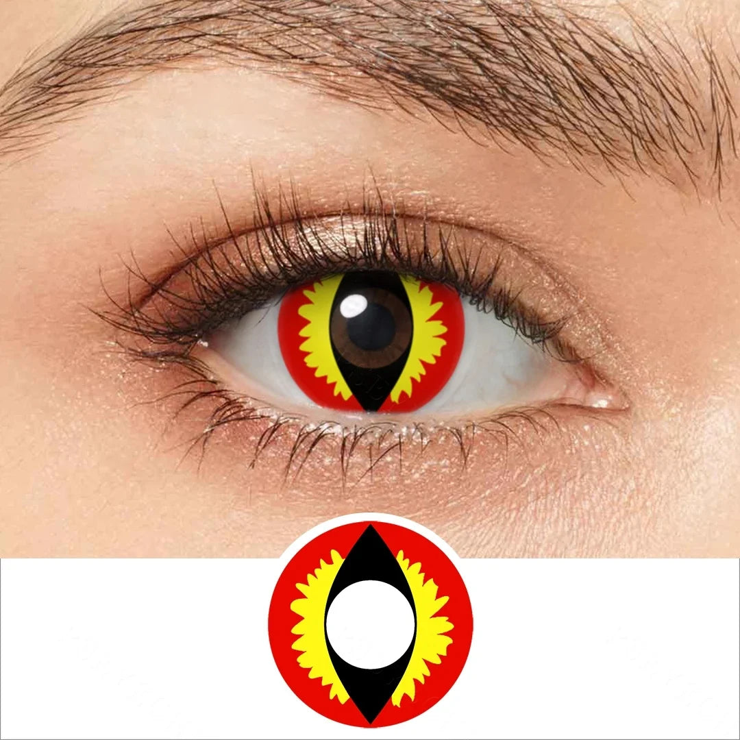 Yearly Use Halloween Contact Lenses For Cosplay Contact Lens Dragon Eye Lens Red/Pink Color Contact Lenses 14.0mm 8.5mm