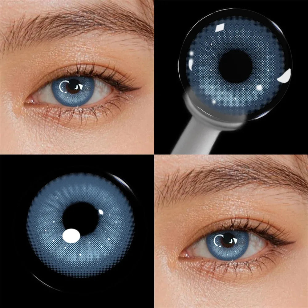 Eye Eyes Color Contacts Colored Contact Lenses Lens Cosmetics Beauty Blue Green 14.5mm 2Pcs 6 Months Half Year Use