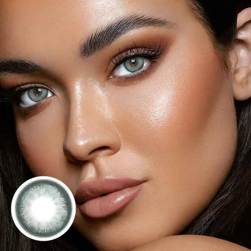 New 1 Pair Coloured Contact Lenses Brown Eye Pupils with Graduated Lens Coloured Contact Lenses for Eyes Grey Lenses