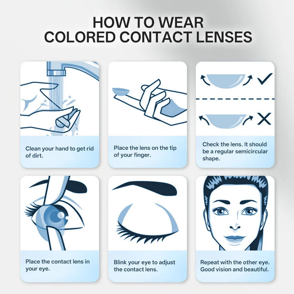 Eye Eyes Color Contacts Colored Contact Lenses Lens Small Pupil Enlarging Cosplay Blue Soft 2Pcs 1 Year Use