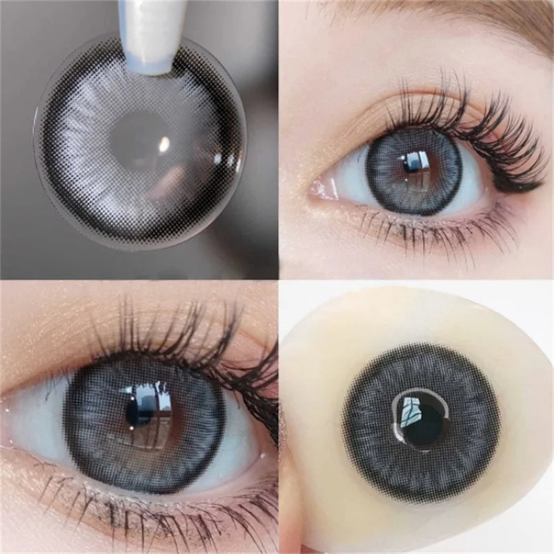 1pair/2pcs Black Large Diameter Color Contact Lenses Men with Diopter Myopia Fashion Color Contact Lenses Natural