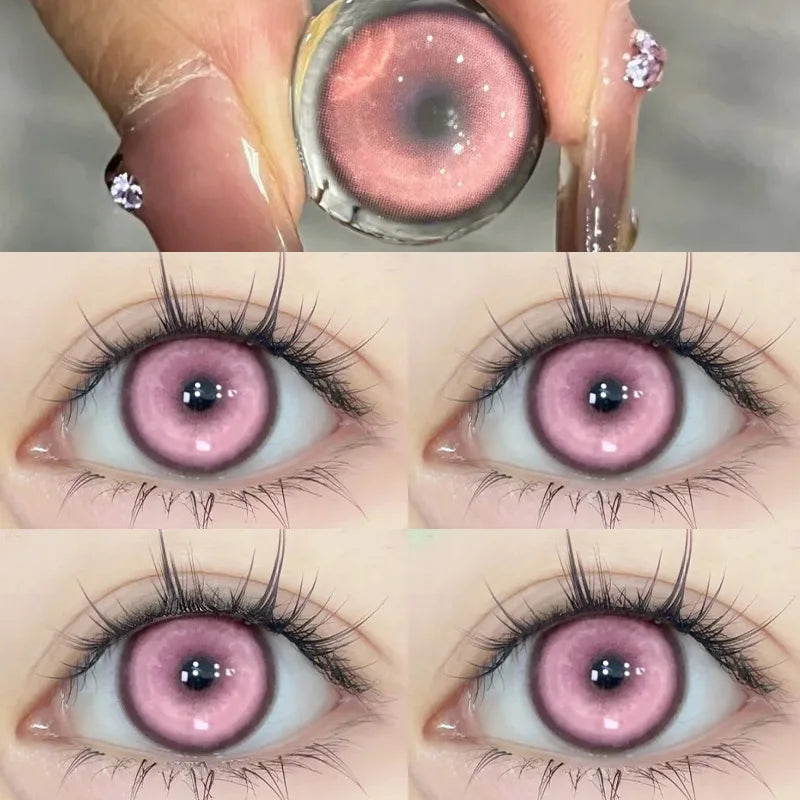 2pcs New Colored Contact Lenses for Eye Anime Eye With Degree Yellow Contacts Lenses Halloween Pupils Makeup Contact Lens