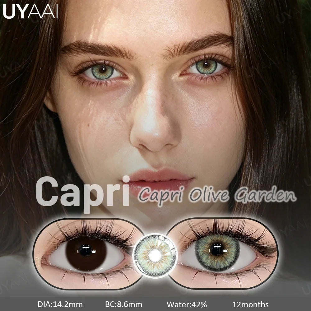 Natural Blue Colored Contact Lenses Blue Contact Lenses Capri Series Cosmetic Lens New Style 2Pcs