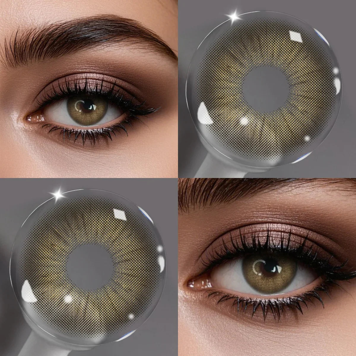 1 Pair Glacier Beauty Contact Lenses, Natural Blue Hazel Small Pupil Soft Lenses, 6-Month Wear for Eye Makeup & Daily