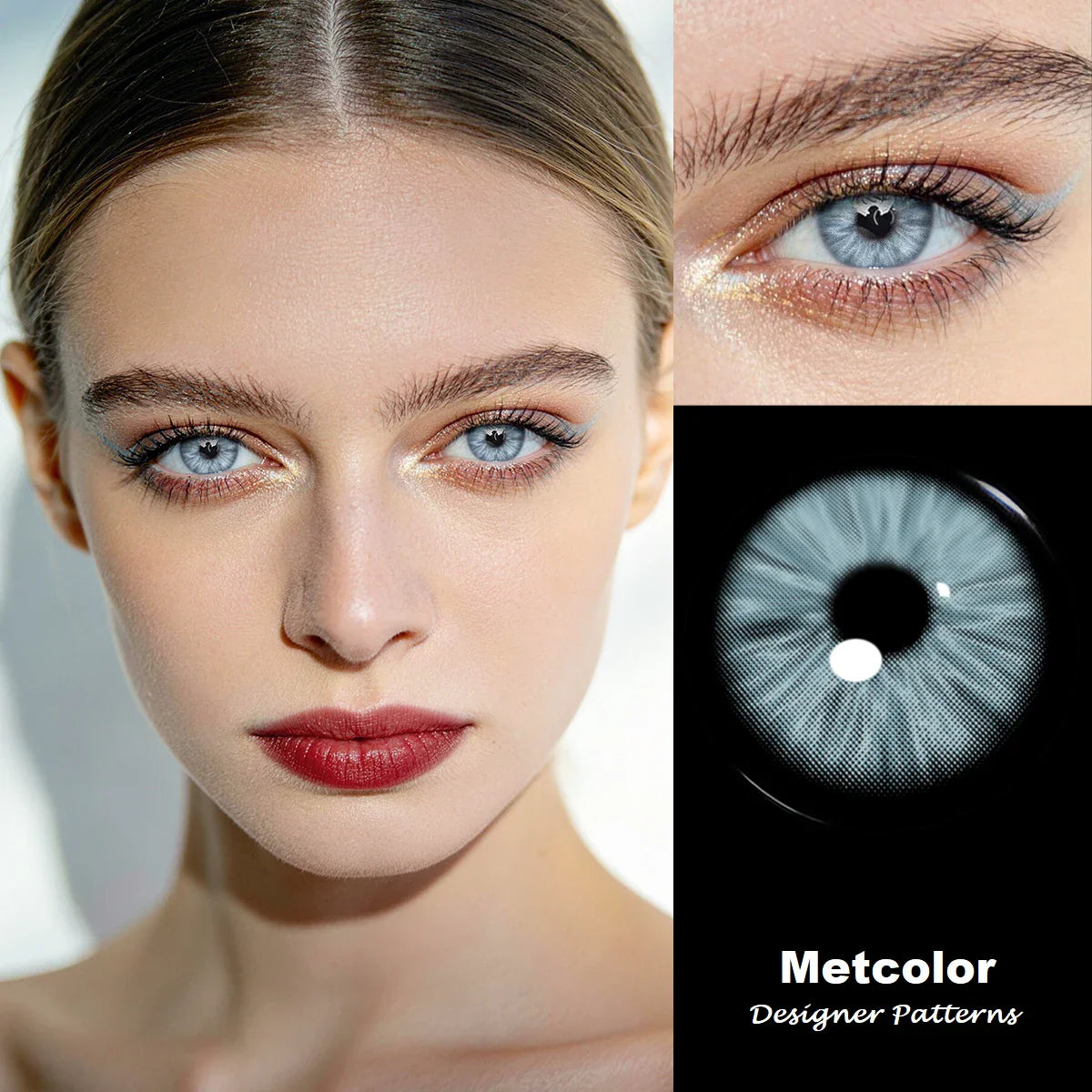 1 Pair Glacier Beauty Contact Lenses, Natural Blue Hazel Small Pupil Soft Lenses, 6-Month Wear for Eye Makeup & Daily
