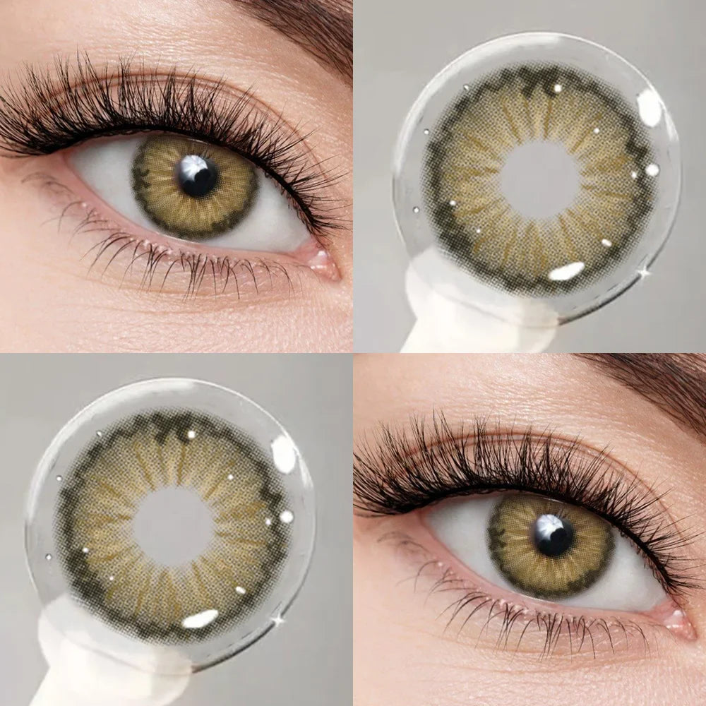 2PCS 1Year Contact Lenses for Eyes Natural Beauty Pupils Eyes Lenses Korean Brown Contacts Fashion Green Pupil Lenses