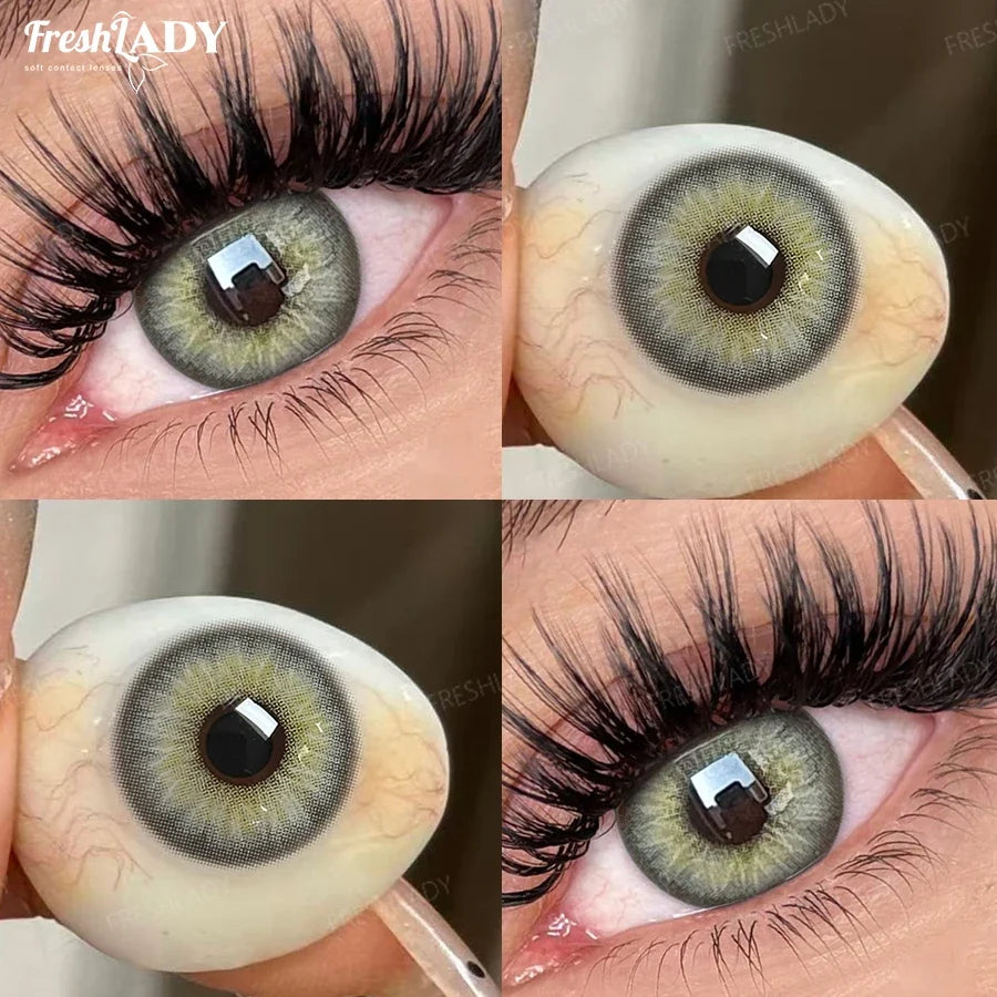 1 Pair Colored Contact Lenses Natural Pupils Eyes Soft lenses Gray Soft Contacts 14.20mm