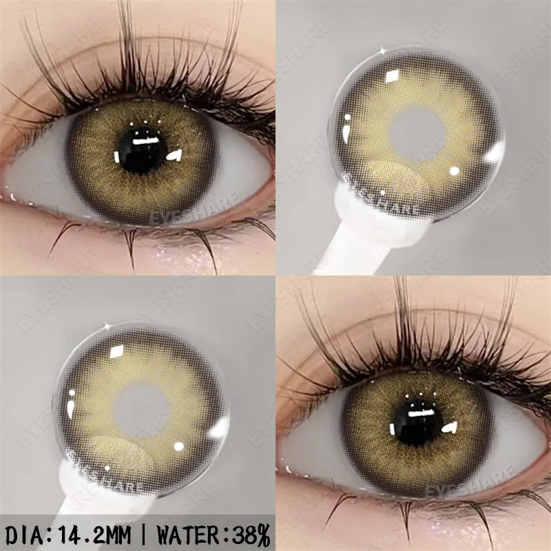 Ikeehome  2Pcs Color Contact Lenses with Eyes Natural Blue Contact Lenses Brown Pupils Beauty Gray Lenses Yearly Green Contacts