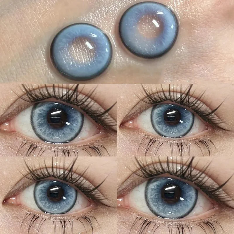 Blue Myopia Contact Lenses for Eyes Color Lenses Cosplay Natural Pupil Beauty Cosmetic Blue Contacts Yearly 2pcs/pair