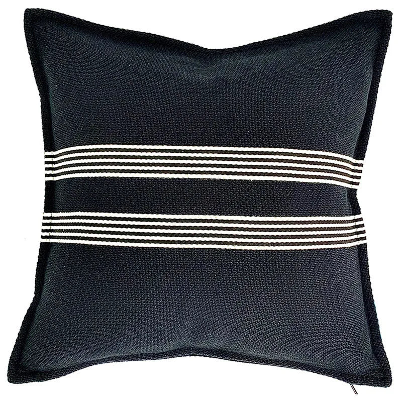 American Luxury Cotton Cushion Cover Geometric Striped Black Thickened Sofa Throw Pillow Cover Decorative Living Room Home Decor