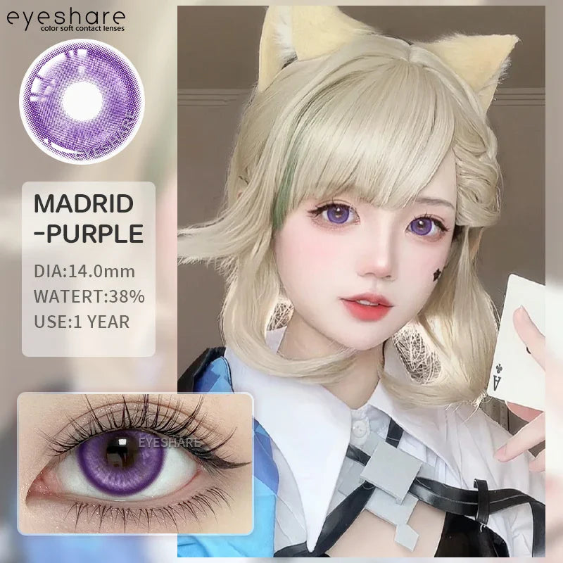 1Pair Hallowee Contact Lenses for Eyes Cosplay Lenses Anime Lenses Anime Accessories Lenses Purple Lenses Pink Eye Lens