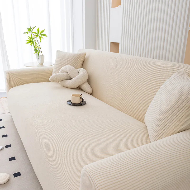 1/2/3/4 Seater Thick Corduroy Full Wrap Sofa Cover, Non-Slip Anti-Scratch Pet-Friendly Washable Slipcover with Armrests
