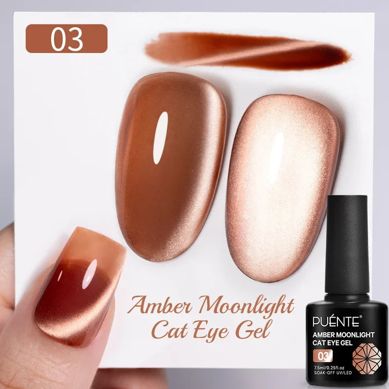 7.5ML Amber Moonlight Cat Magnetic Gel Nail Polish WaterLight Cat Eye Gel Soak Off Semi-Permanent Nail Art Varnish For Manicure