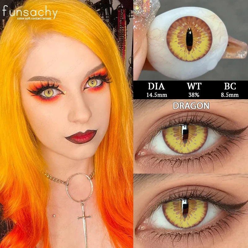 1 Pair Cosplay Contact Lenses for Eyes Anime Crazy Cosplay Contact Lens for Halloween 6 Months Cosmetics Lens