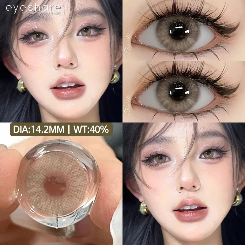2pcs Blue Color Contact Lenses Natural Gray Eye Lens Beautiful Pupils Yearly Fashion Brown Softlens Cosmetics