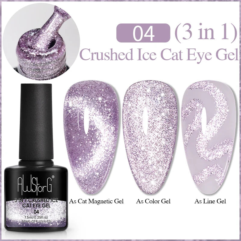 7.5ml Golden Gradient Cat Eye Nail Polish Gel Phototherapeutic Gel Soak Off Nail Magnetic Gel Polish Nail Art DlY