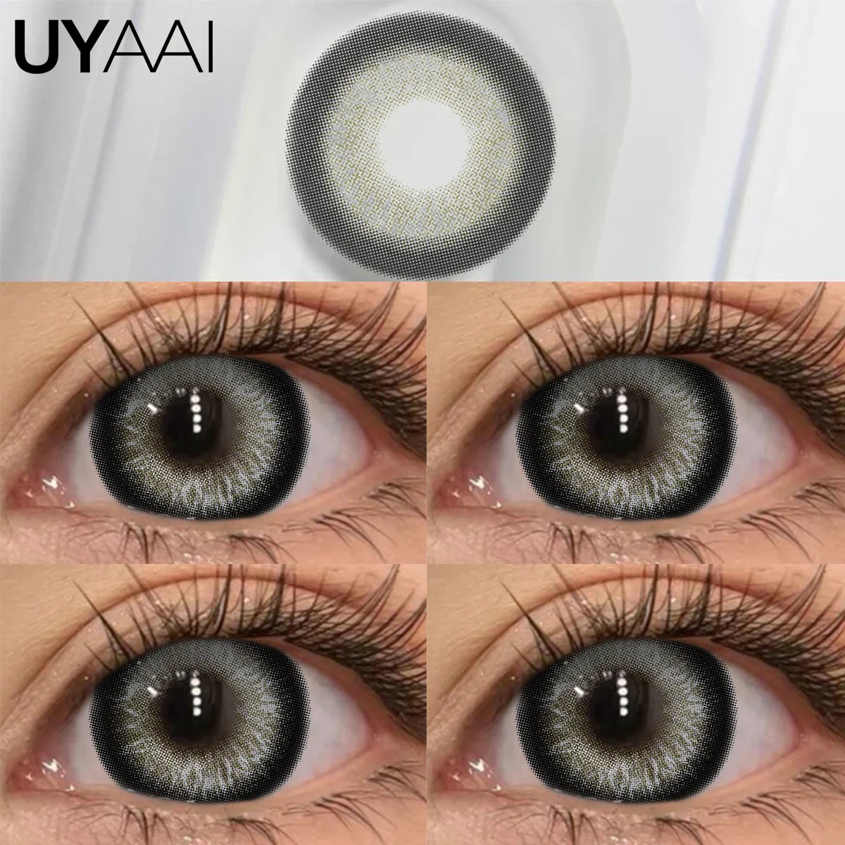 Black Hydrogel Circle Lenses for Dolly Eye Effect, 14.5mm Diameter for Big Sparkling Eyes, Hydrating & Age-Diminishing