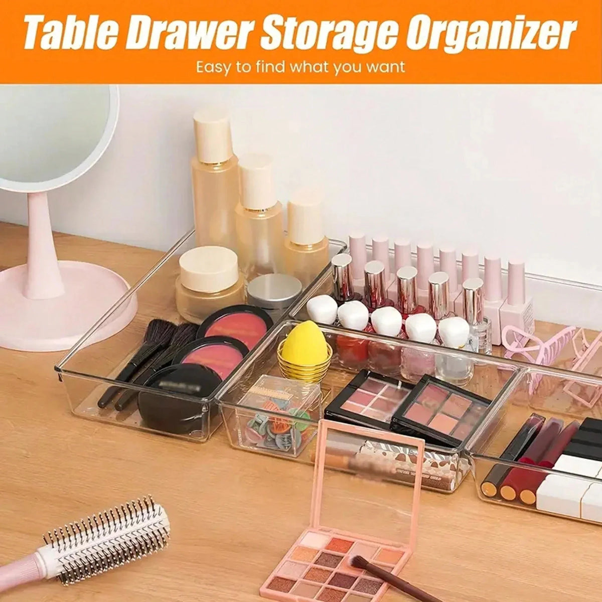 Multifunctional Transparent Drawer Organizer Set (4/8/13/25/28-Piece Sets) — For Storing Cosmetics, Jewelry, and Office Supplies