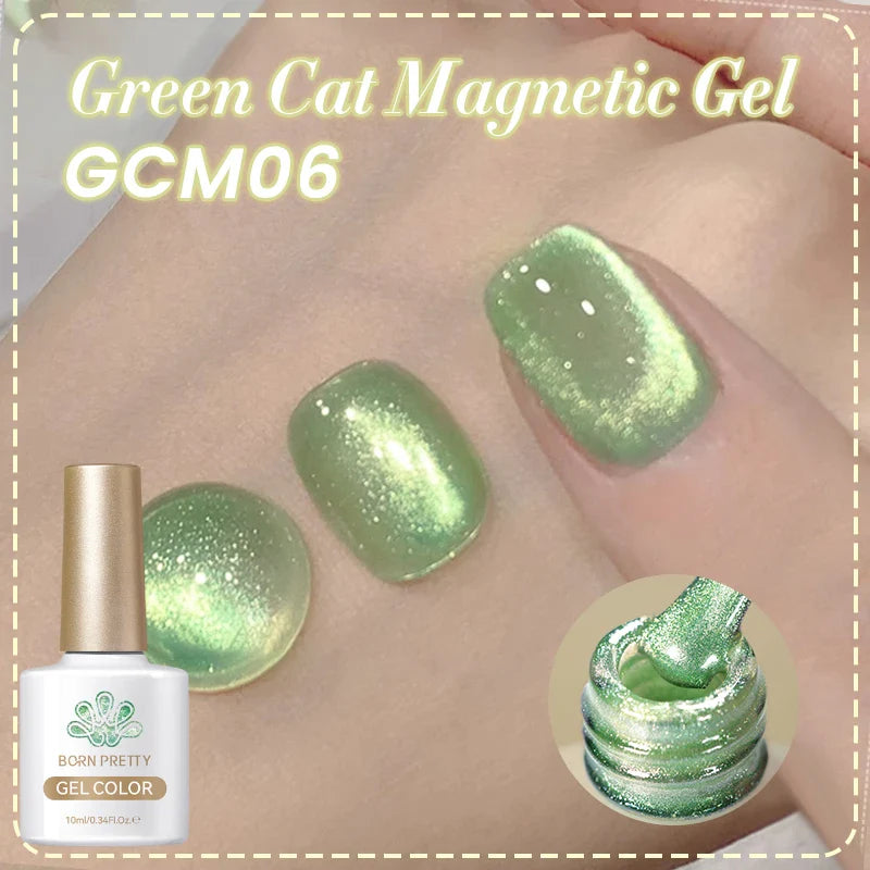 10ml Leopard Cat Magnetic Eye Gel Nail Polish Autumn Night Coffee Brown Glass Beads Soak Off UV LED Manicure Nail Ar