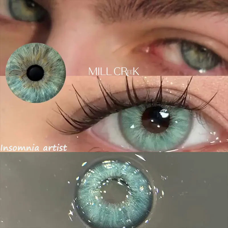 1Pair Colored Contact Lenses with Prescription Myopia Blue Lenses with Degree Gray Pupils Brown Lenses Fashion Yearly