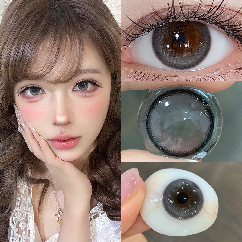 1Pair Blue Contact Lenses with Degree Cosmetics Beauty Pupils Yearly Use Soft Lenses Contacts Natural Fast Shipping