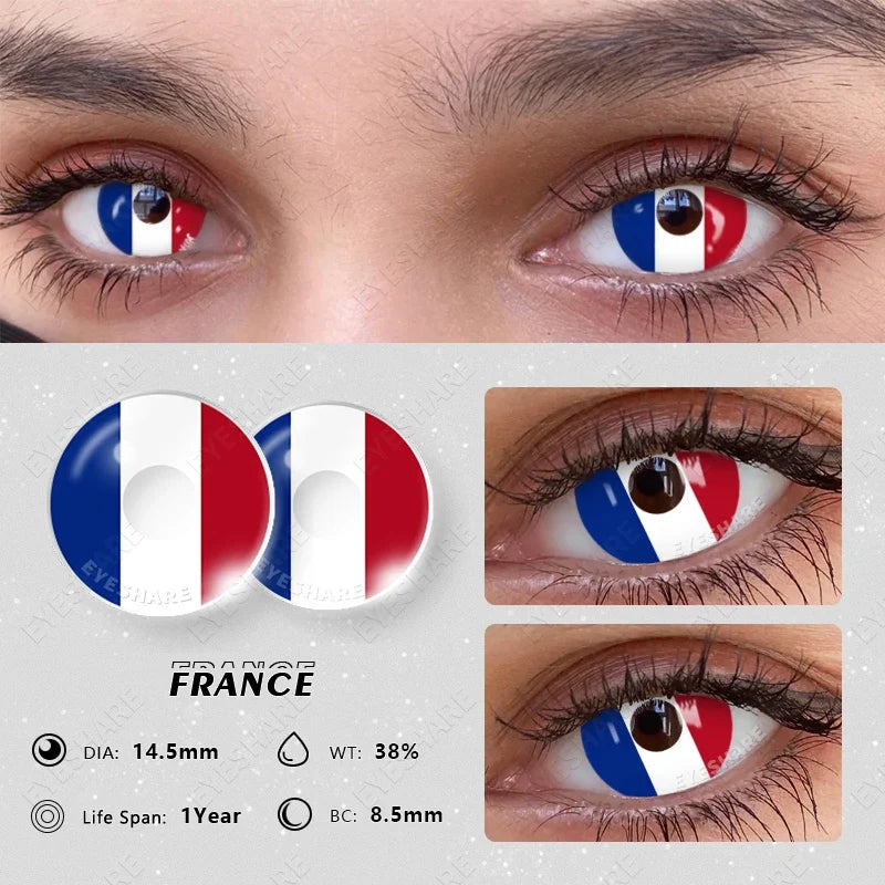 1 Pair Colored Contact Lenses Cosplay Colorful Contact Blue Eyes Contact Anime Red Lenses Halloween white Lenses