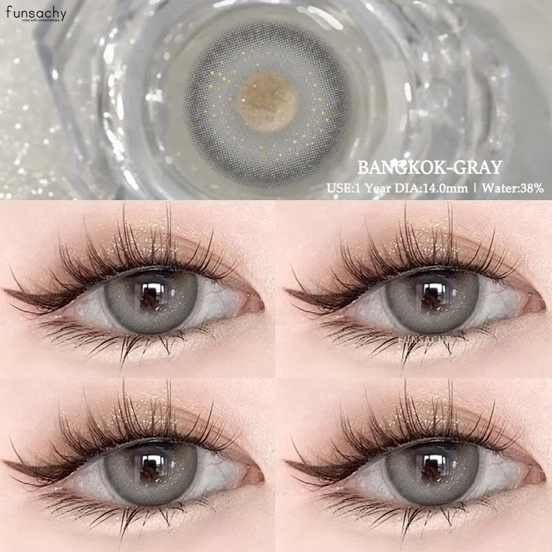 1Pair Natural Brown Contact Lenses for Eyes Colored Lenses Gray Pupils Big Eye Lenses Fashion Beauty Contacts Yearly