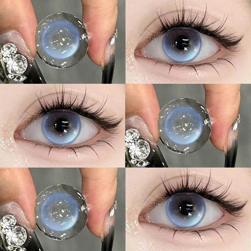 2PCS Contact Lenses Colored Lenses for Eyes with Diopters Green Natural Lenses Cosmetics Beauty Pupils Yearly