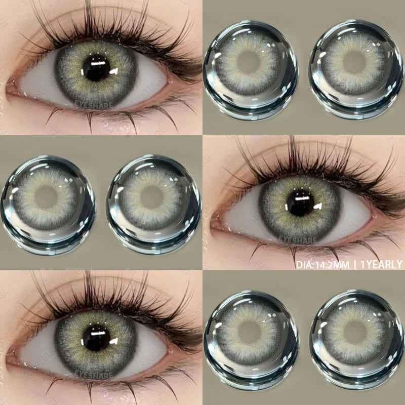 1Pair Color Contact Lenses for Eyes Natural Brown Lenses Fashion Blue Lenses Green Eye Contacts Yearly Use Eye Lens