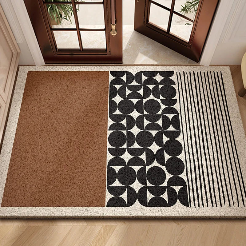 Modern Geometric Wire Loop Door Mat Water Absorbent Dirt Trapper Non-slip Rug for Home Entrance & Hallway