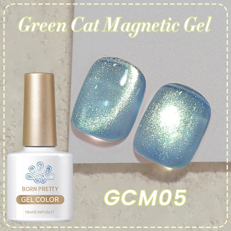 BORN PRETTY 10ml Black Glass Cat Magnetic Gel Nail Polish Ultra Shine Gold Silver Glitter Soak Off UV LED Gel Nail Art Varnish