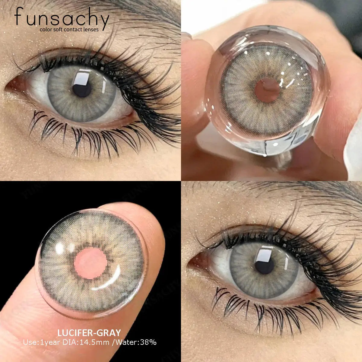 Color Contact Lenses for Eyes 1 Pair Gray Fashion Cosmetic Lenses Green Pupils Gray Natural Eye Contacts Women Eye Lens