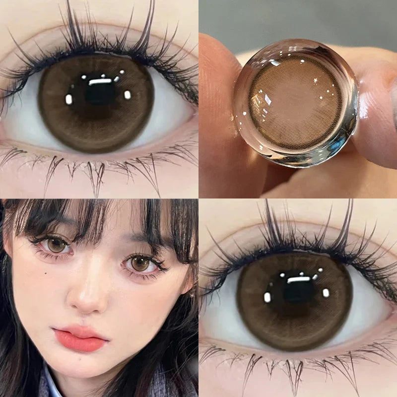 1 Pair Brown Color Contact Lenses for Eyes with Diopters Myopia Lenses Blue Korean Natural Lenses High Quality Lenses