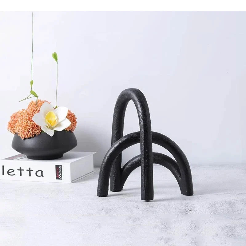 Geometric Arch Shaped Resin Ornaments Desktop Black and White Handicraft Modern Home Decoration