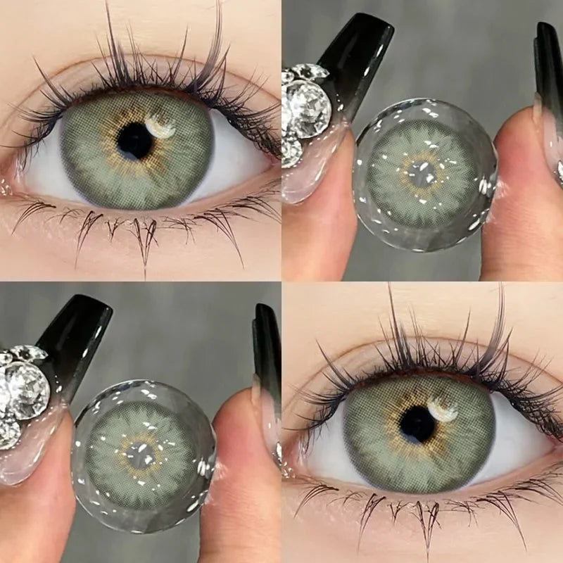 2PCS Color Contact Lenses for Eyes with diopters Myopia Green Blue Pupils Lenses Beauty Cosmetics Multicontact Lenses