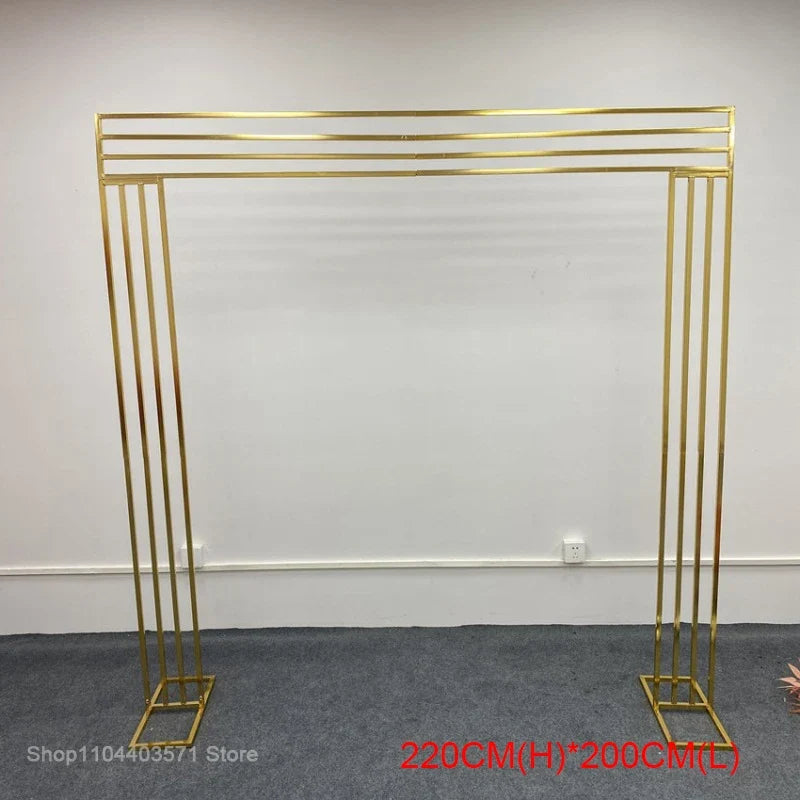 1pcs/3pcs Shining Gold Mirror Chuppah Acrylic Backdrop Stand for Wedding Decoration Flower Stand Walkway Pillar 2M/2.4M Tall