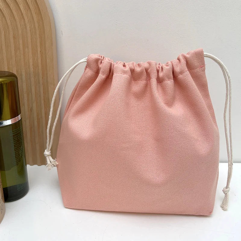 5Pcs Color Drawstring Pouches Portable Gift Blank Bags For DIY Cotton Hemp Bags Jewelry Display Packaging Storage