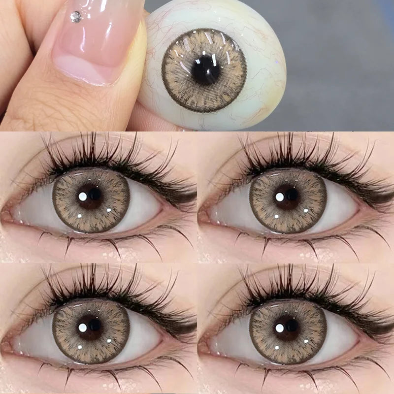 1 Pair New Eyes Contacts Lenses with Myopia Diopter Eyes Colored Lens Makeup Beauty Pupil Annual Use Fast Shipping