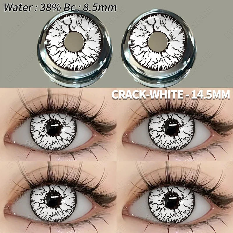 1pair Colored Contact Lenses for Eyes Cosplay Contact Lens Halloween Eyes Lens Yearly Use Eye White Lenses Black Lenses