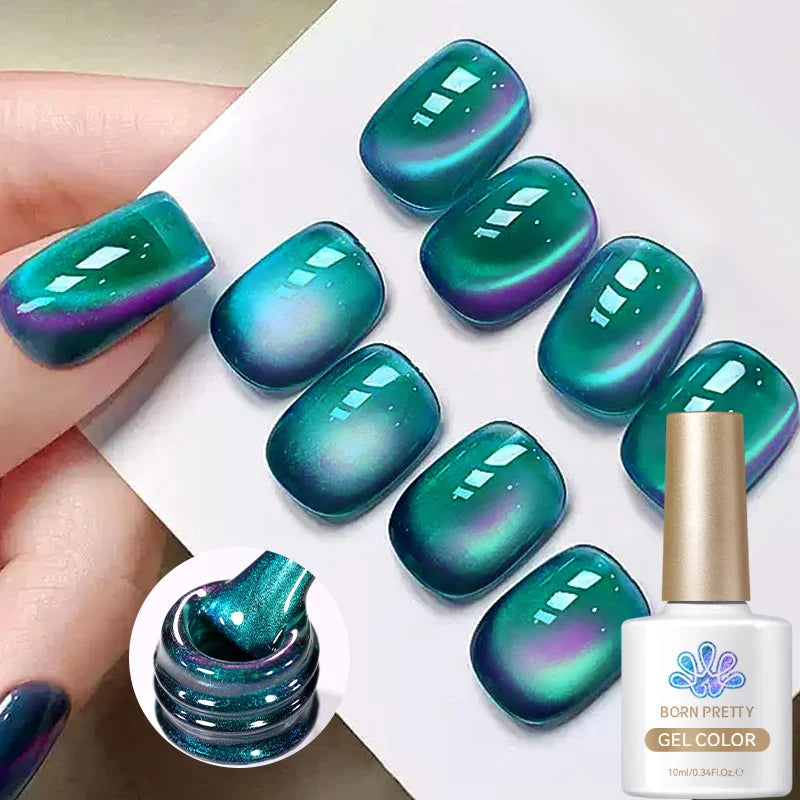 10ml Leopard Cat Magnetic Eye Gel Nail Polish Autumn Night Coffee Brown Glass Beads Soak Off UV LED Manicure Nail Ar